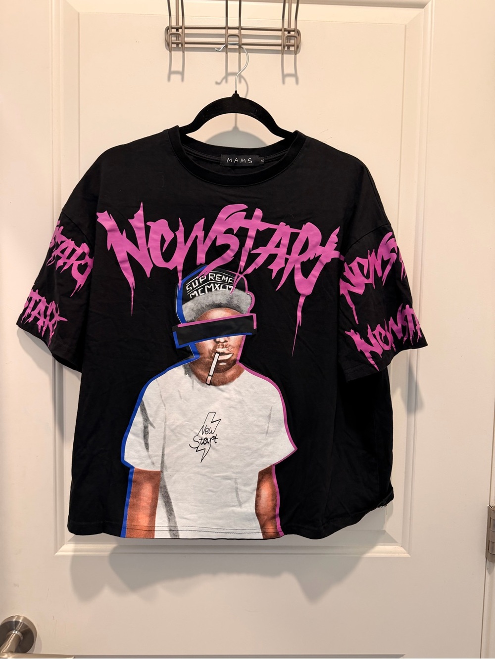 MAMS Newstart Graphic Print Short Sleeve T-Shirt
Black Size S